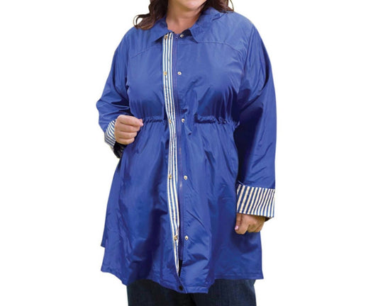 On The Plus Side - Adjustable Cinch Waist Raincoat with Removable Hood - Plus Size