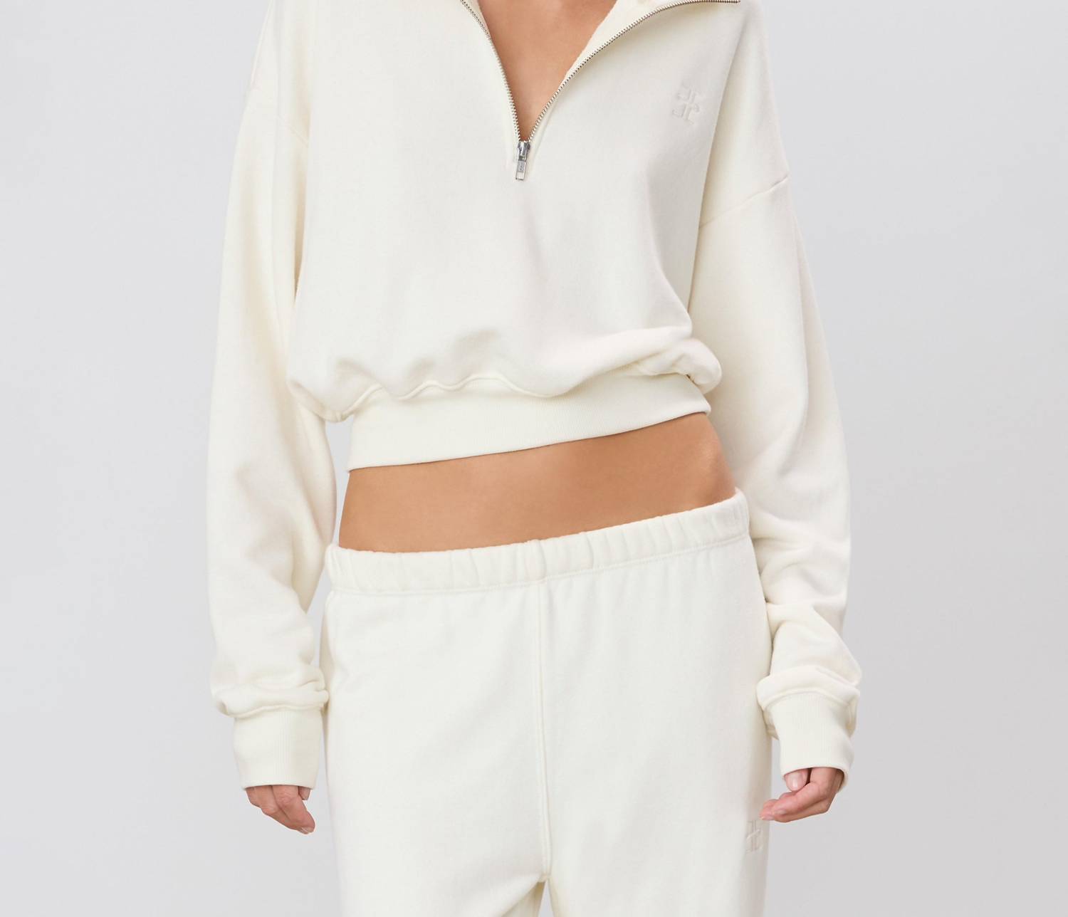 Eterne - Cropped Half Zip Sweatshirt