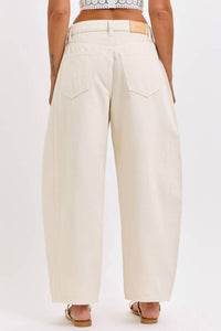 Cello - Mid Waisted Barrel Leg Jeans With Side Panels
