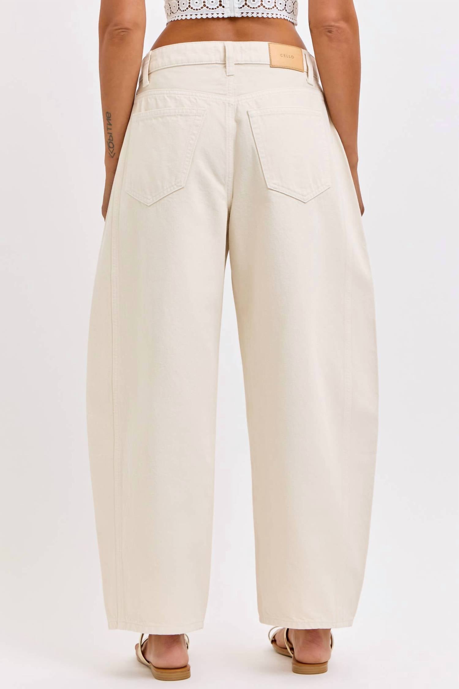 Cello - Mid Waisted Barrel Leg Jeans With Side Panels