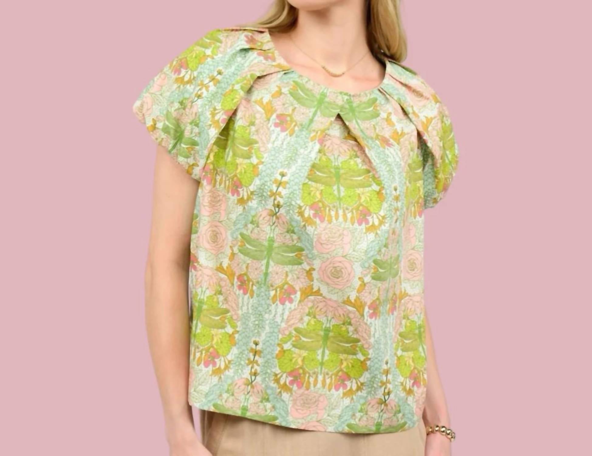 Ivy Jane - Print Pleated Neck Top