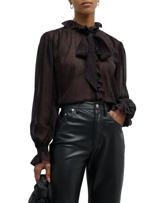 Frame - RUFFLE FRONT BUTTON UP SHIRT