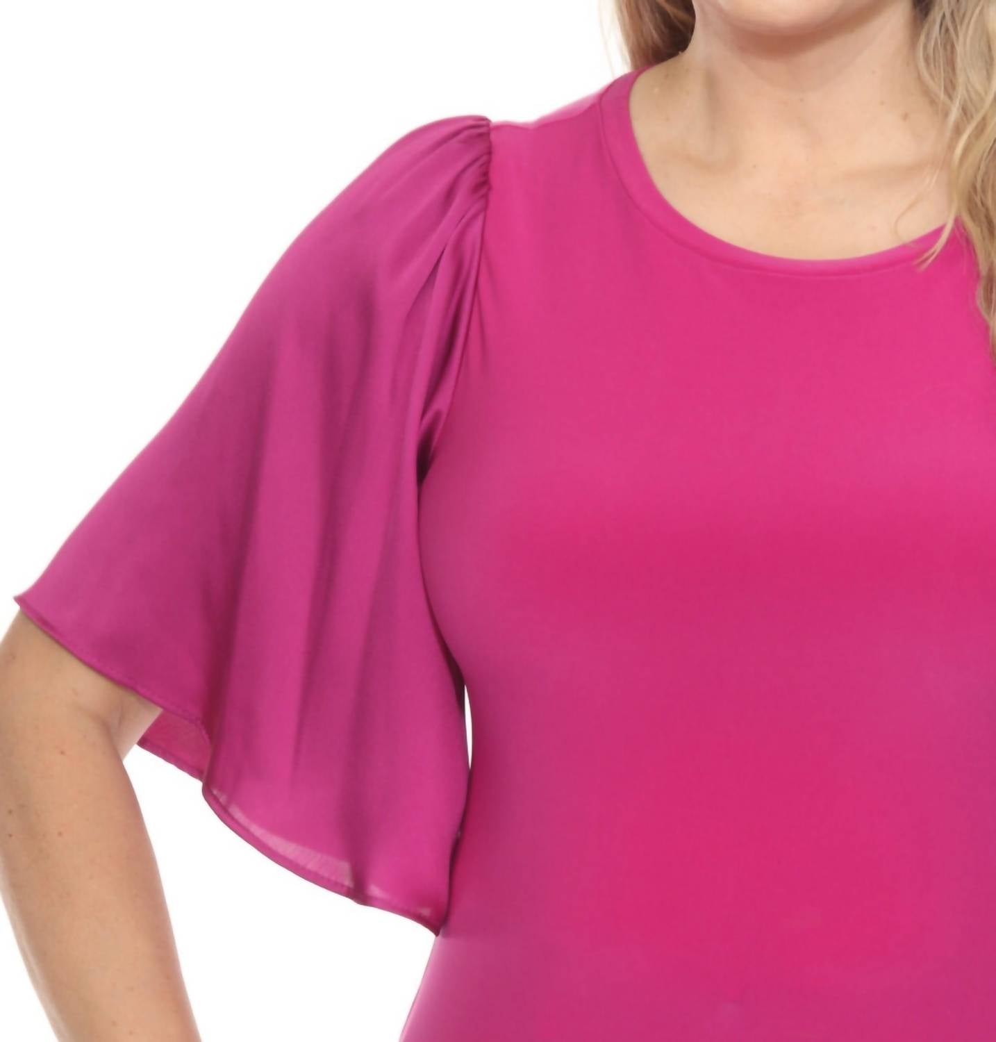Joseph Ribkoff - Crew Neck Flutter Sleeve Top