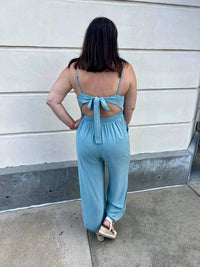 Heyson - Smocked Bust Flare Jumpsuit