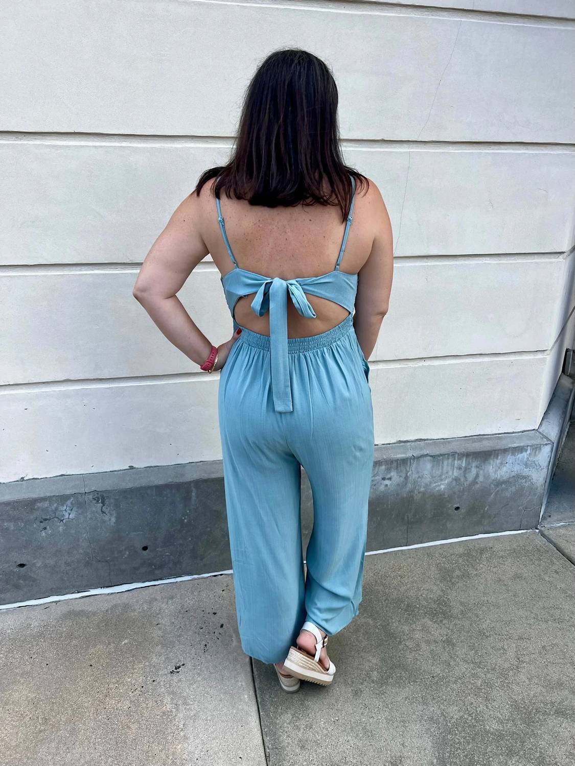 Heyson - Smocked Bust Flare Jumpsuit