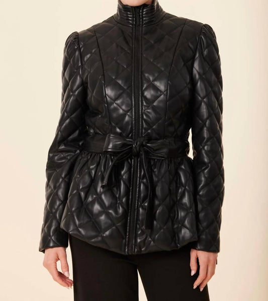 Dolce Cabo - Faux Leather Quilted Peplum Jacket