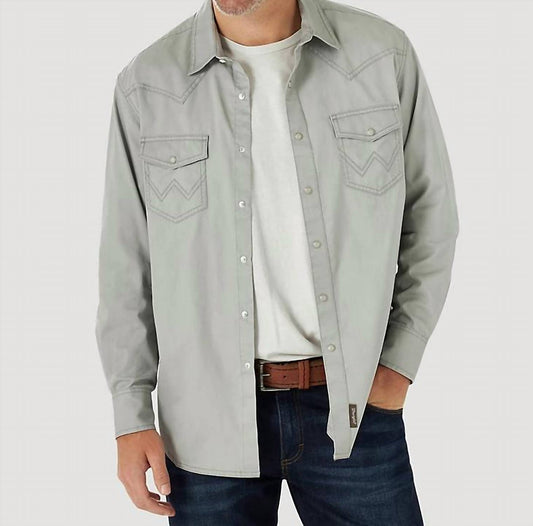 Wrangler - Contrast Trim Western Snap Flap Pocket Solid Shirt
