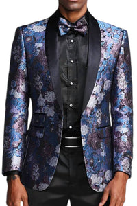 Tazzio Men's Slim Fit Jacket Blazer in blue pink siliver - men's jacket