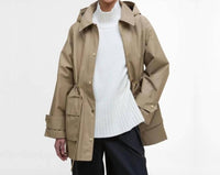 Barbour Women's Fallyn Showerproof Jacket in military brown hessian tartan - women's jacket