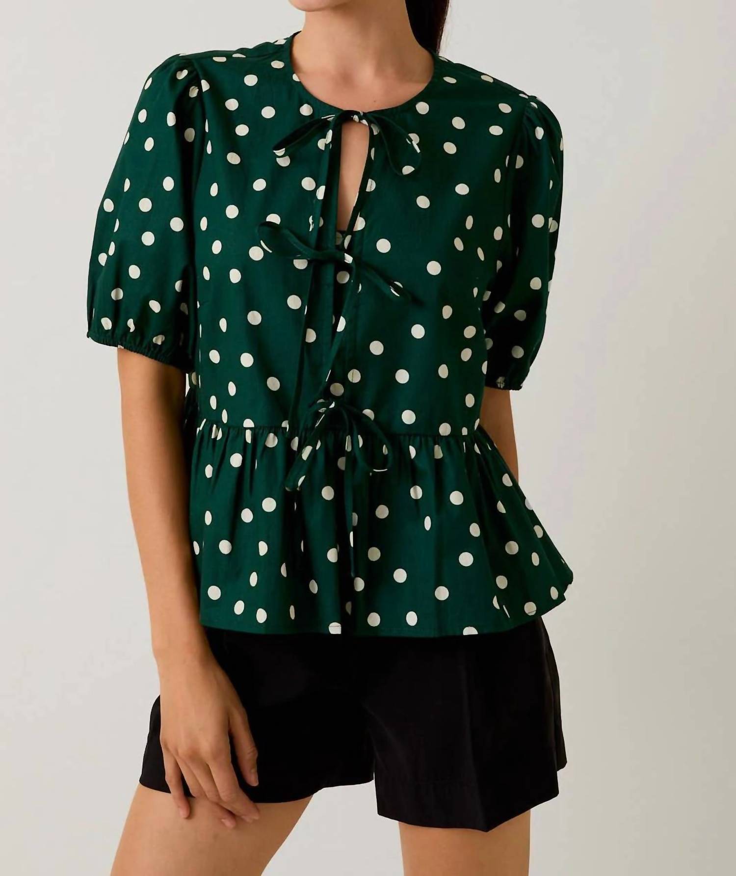 Le Lis - Stephanie Puff Sleeve Polka Dot Blouse