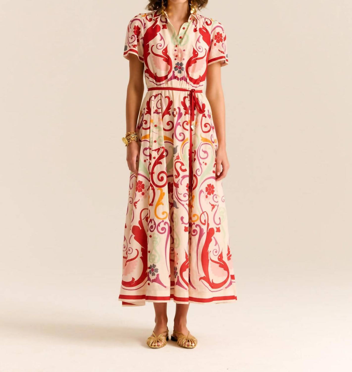 Carolina K - Elisetta Short Sleeve Midi Dress