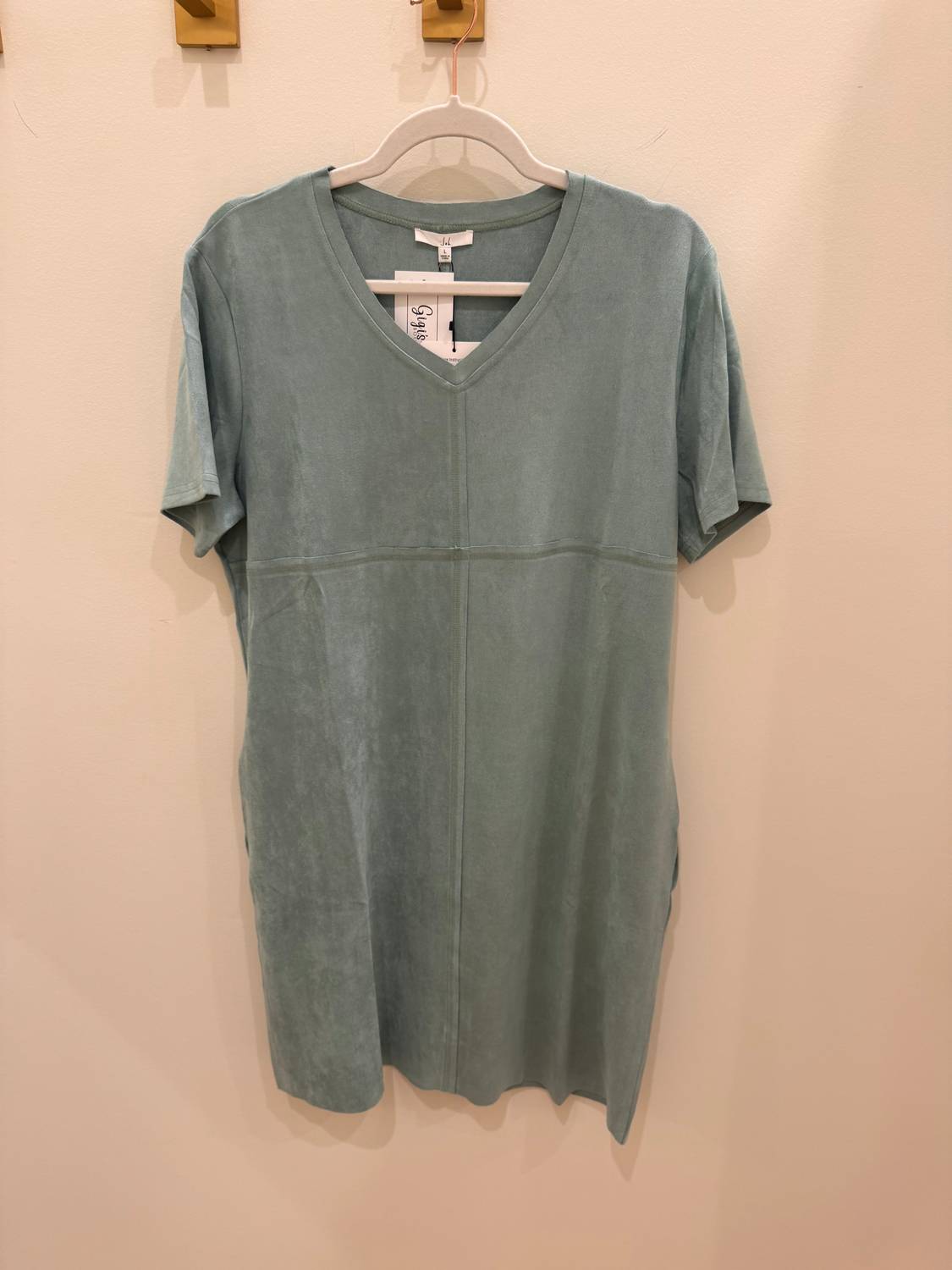 Joh Audrey V-Neck Dress with Pockets in sage - women's dress - detail view