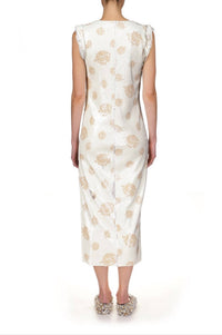 Marina Moscone - Floral Print Slit Sheath Dress