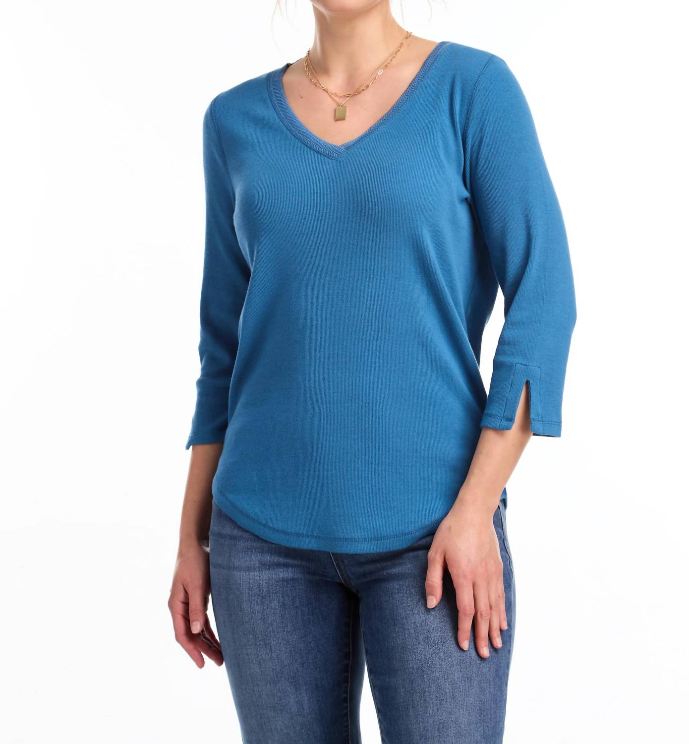 Fdj - V-neck Rib Sparkle Top
