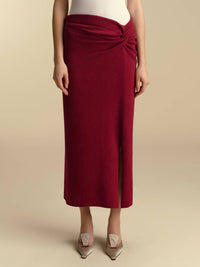 Marina Moscone - Wool Twisted Slit Skirt