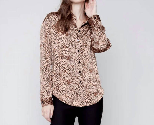 Printed Gutsy Satin Button Front Shirt