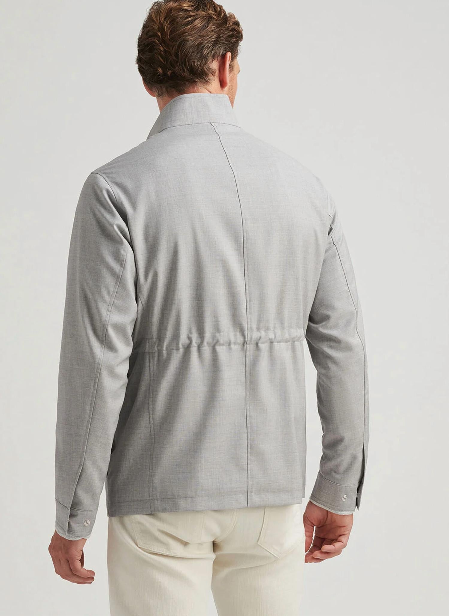 PETER MILLAR Excursionist Lite City Coat in platinum - men's jacket - detail view