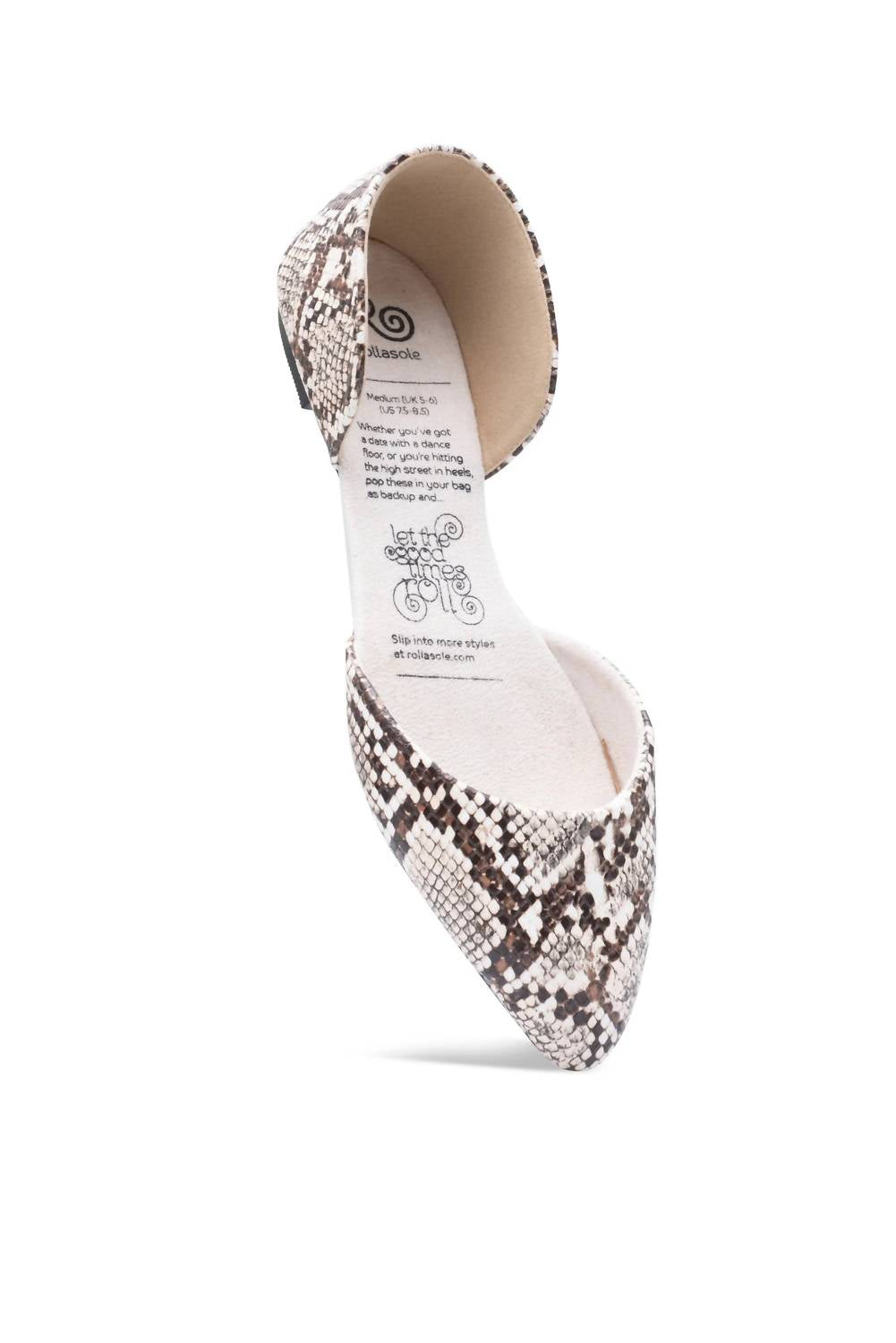 Rollasole - Women's Snake Charmer Python Print D'orsay Flats