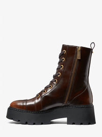 MICHAEL KORS Women's Blake Burnished Leather Combat Boots in luggage - women's shoe - alternate view