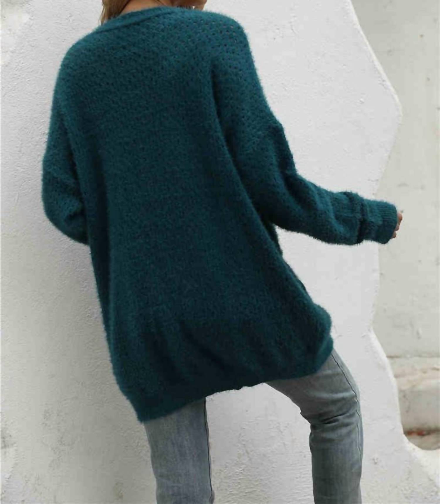 Epretty - Fuzzy Eyelash Cardigan Sweater