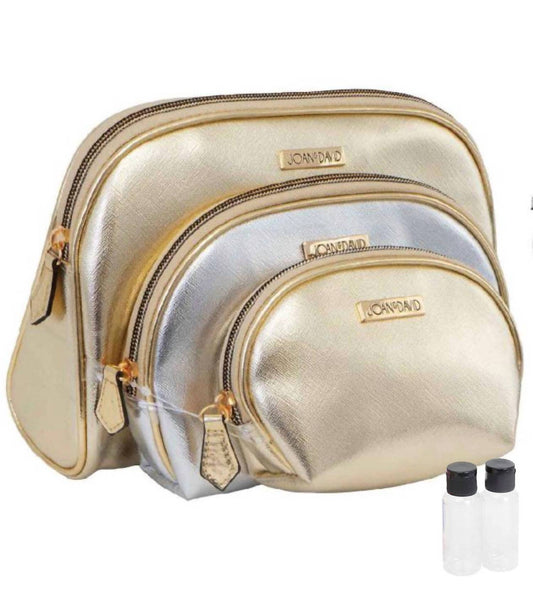 Joan & David - Women's 3 Piece Metallic Dome Cosmetic Pouch Set
