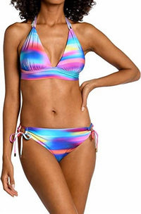 La Blanca Sunset Shores Soft Band Bikini Halter Top in multi brights - women's swimwear