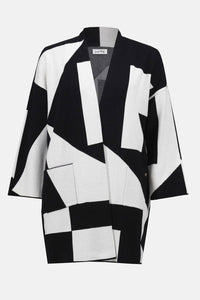 Joseph Ribkoff - Jacquard Knit Colour-block Cover-up Sweater