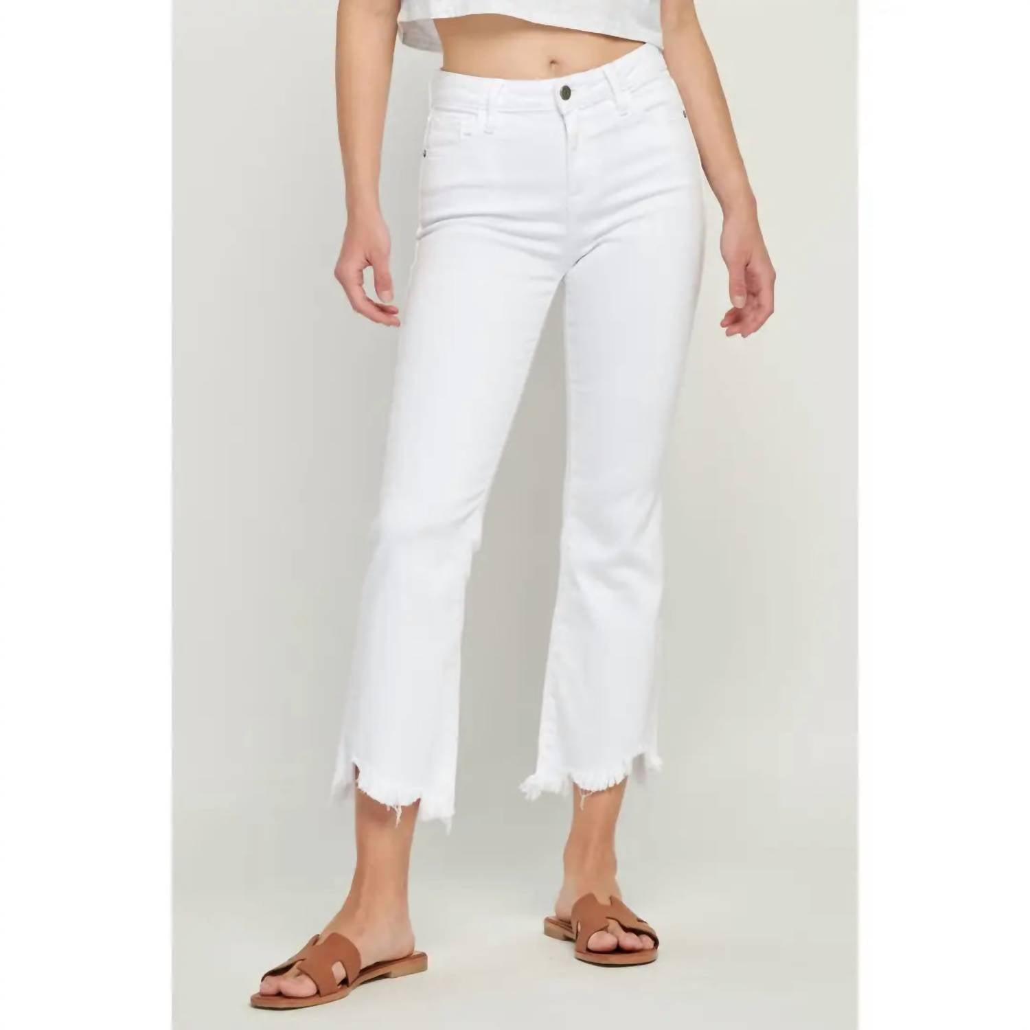 Hidden - Crop Frayed Flare Jeans