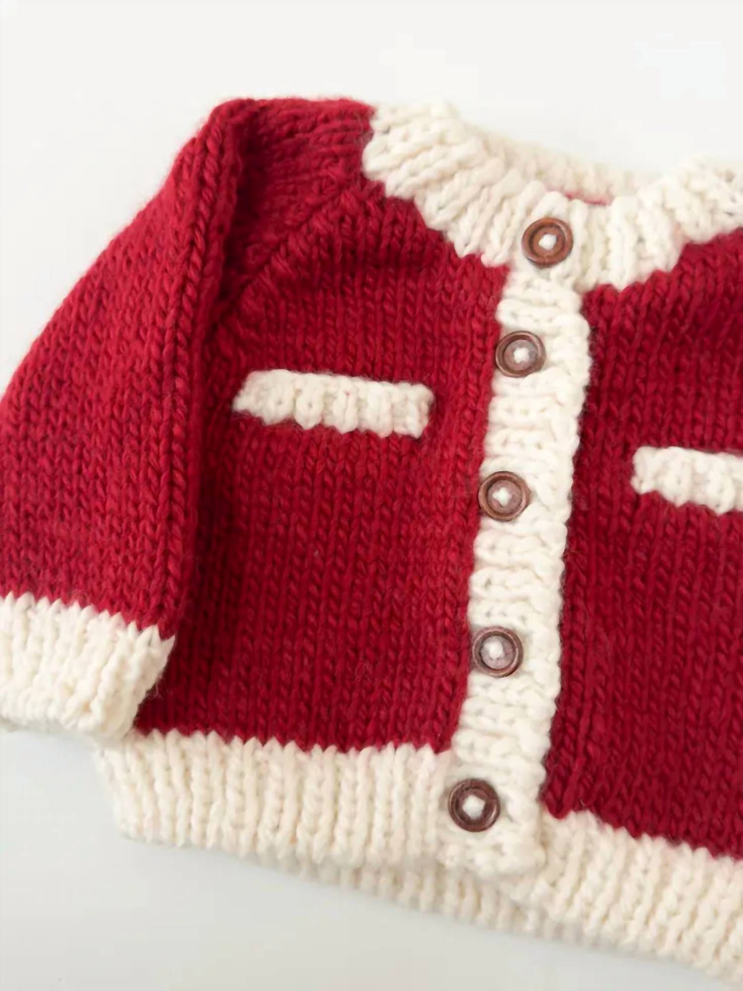 The Blueberry Hill Kid's Coco Cardigan Sweater in red - kids' sweater - alternate view