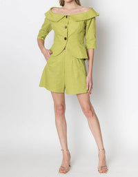ZETAYE Celeste Linen Cotton Blazer in green - women's jacket