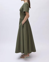 SIMKHAI Wrenna Midi Dress in fern 1 - women's dress - detail view