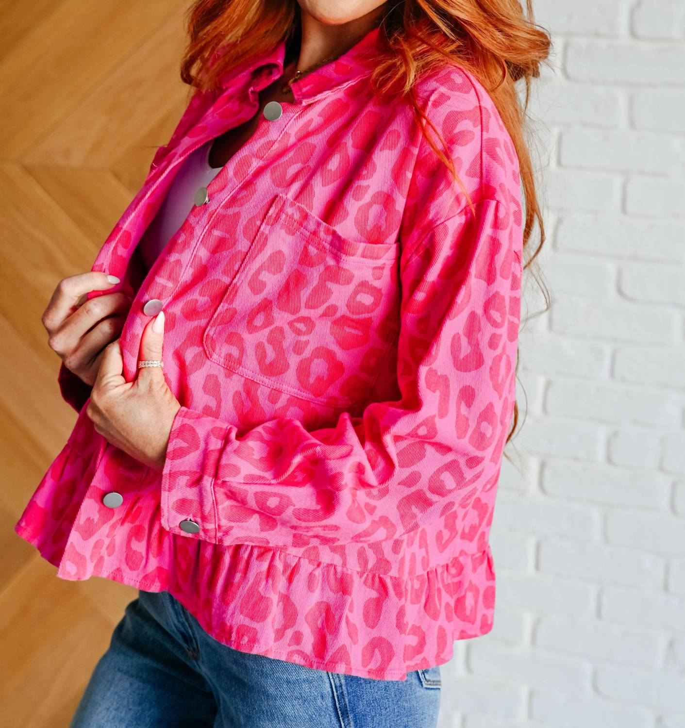 Jodifl - Wild At Heart Animal Print Button Down Jacket