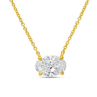 Diana M Jewels - Women's Oval Shape East West Diamond Pendant (3.00 Ct)