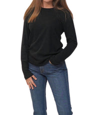 Enza Costa Cashmere Loose Long Sleeve Tee in black - women's long sleeve top