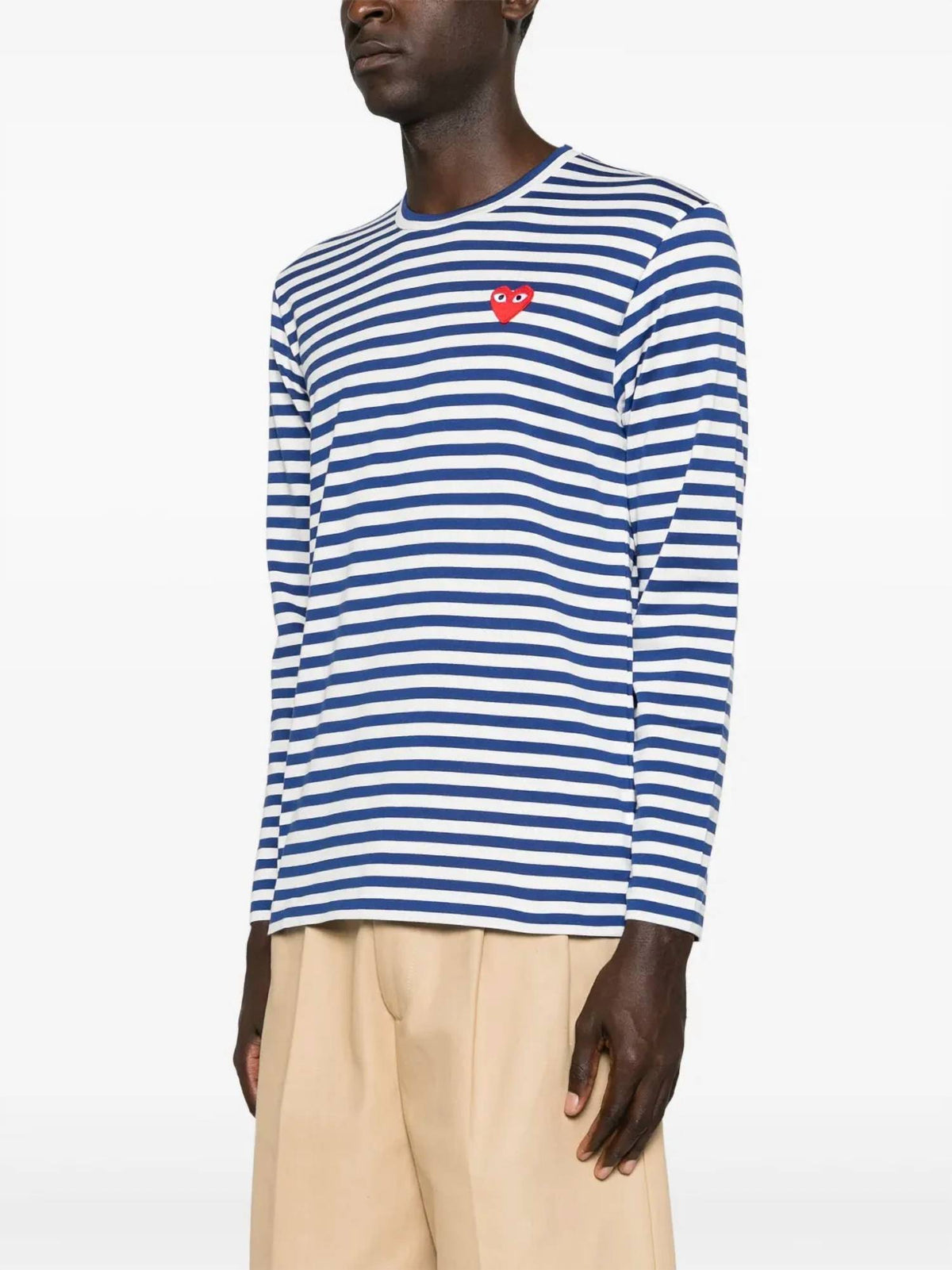 Cdg Play - Striped Heart Patch T-shirt