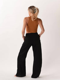 Lotus & Luna - Wide Leg Cotton Pants With Pockets