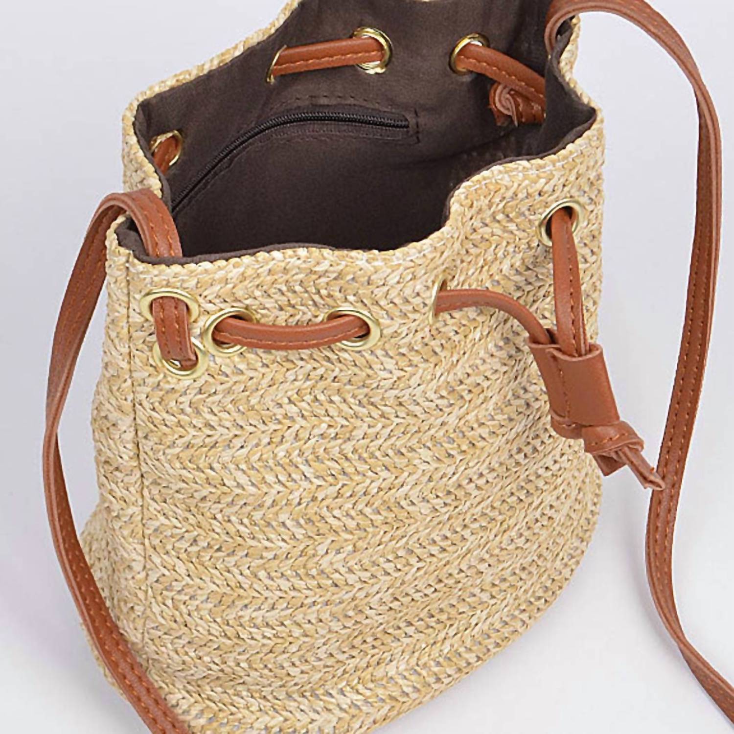3Am By H&D Accessories - Women's Woven Straw Bucket Bag