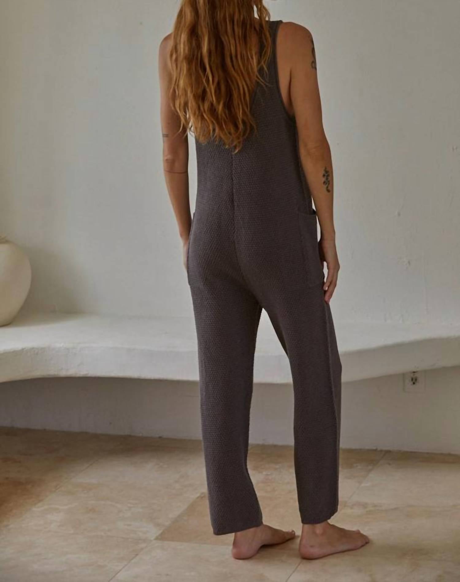 By Together Rhea Knit Jumpsuit in grey - women's pants - alternate view