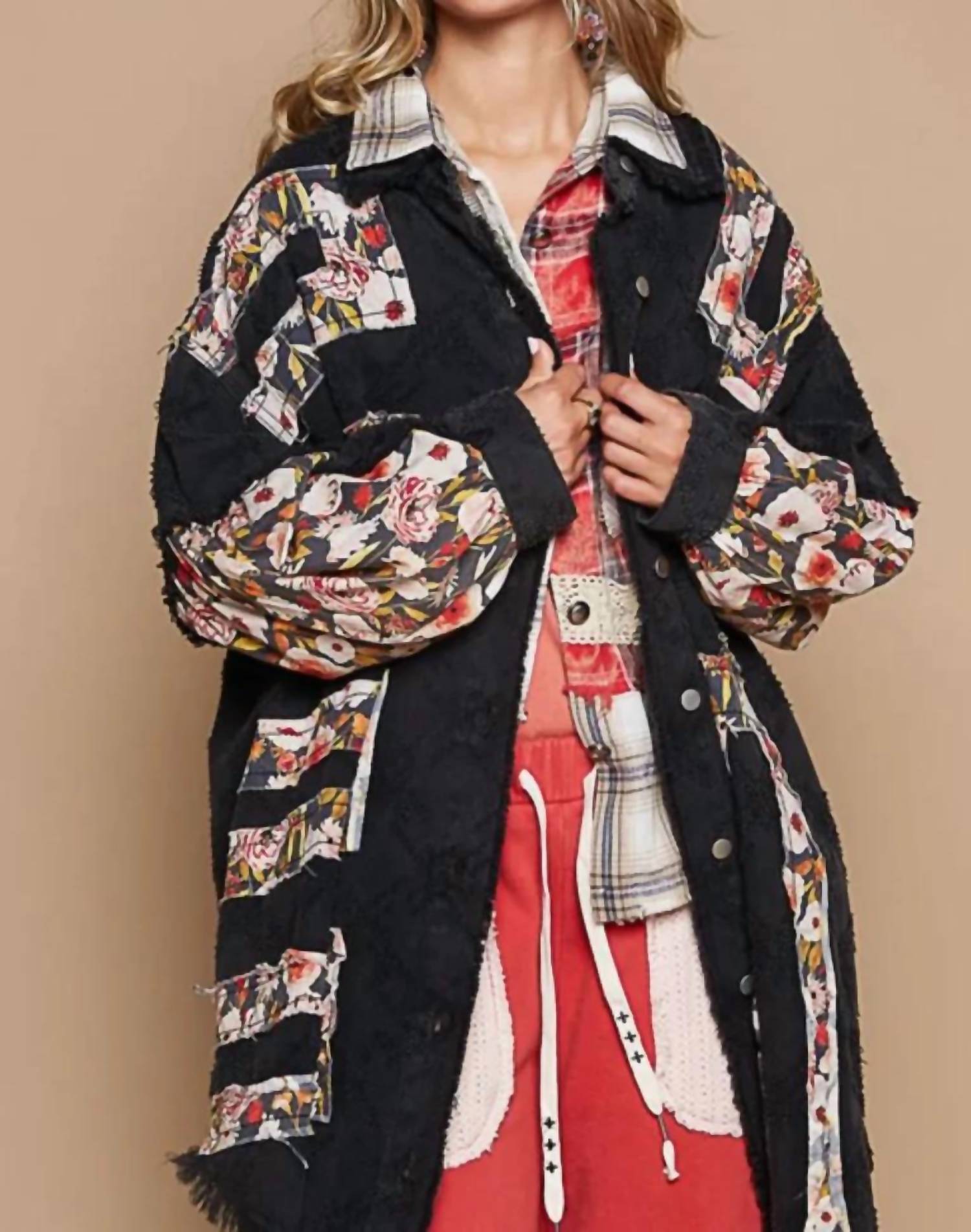 Pol - Boho Chic Floral Patch Jacket