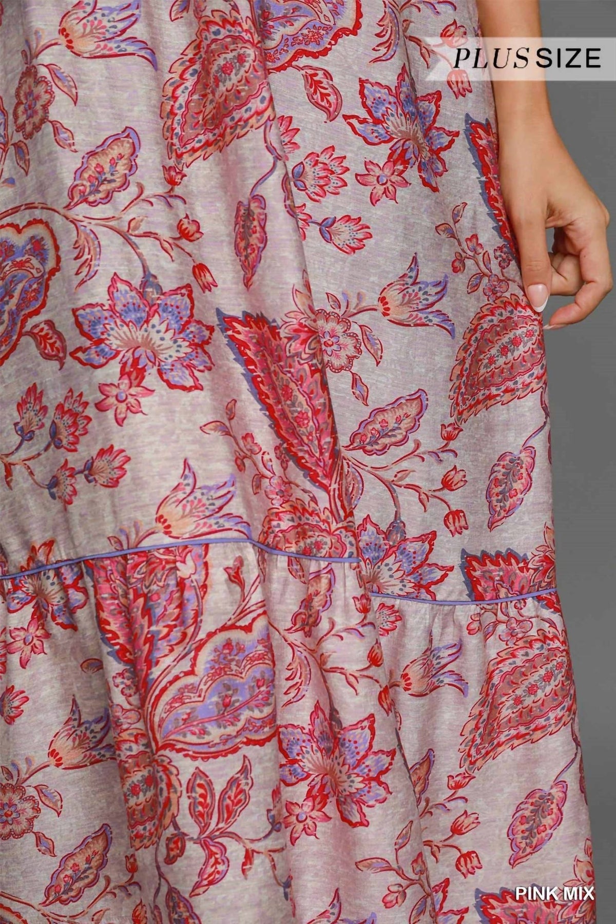 Umgee - Floral Tiered Midi Dress - Plus
