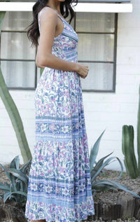 Angie - Women's V Neck Twist Front Cut Out Maxi Dress