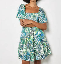 Apricot - Leaf Print Anglaise Dress