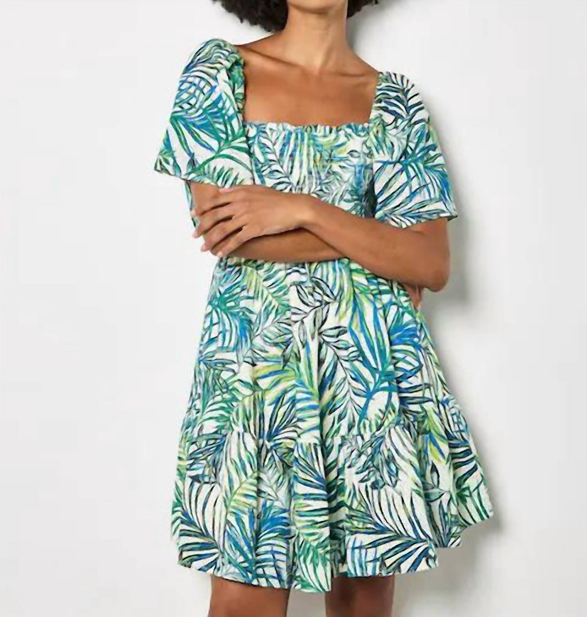 Apricot - Leaf Print Anglaise Dress