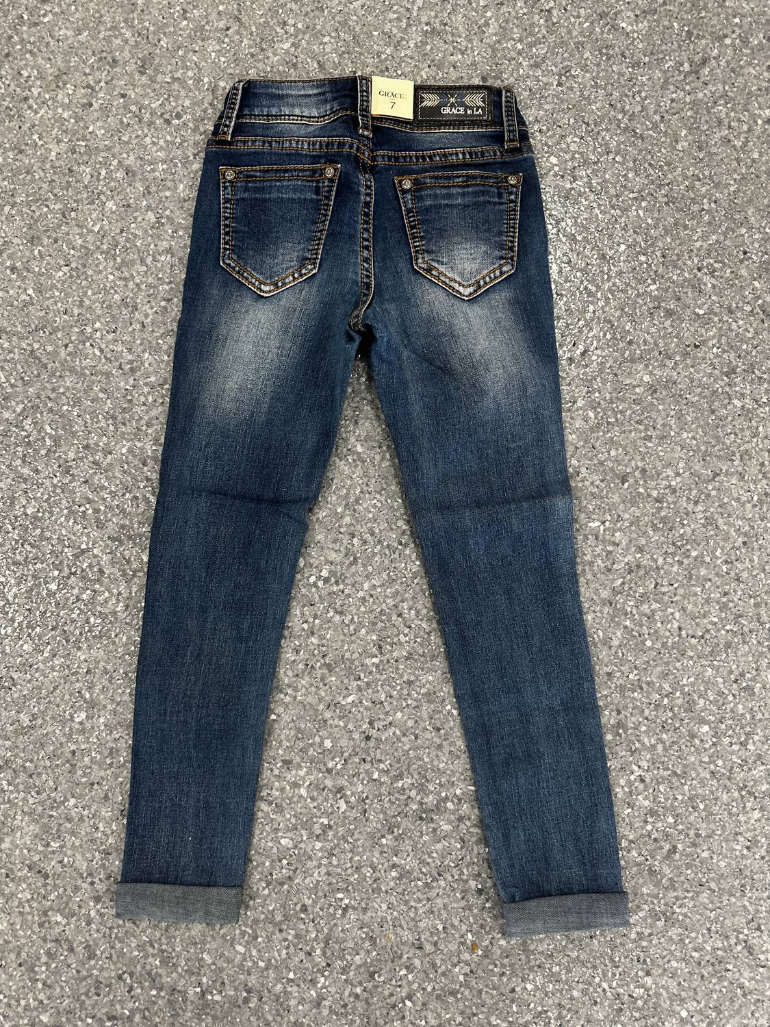 GRACE IN LA Women's Skinny Jeans in la women s skinny jeans in blue - women's jeans - detail view