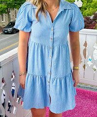 Apny - Tiered Puff Sleeve Dress