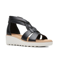 Clarks Women's Jillian Bright Wedge Sandal in black leather - women's sandal