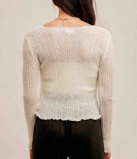 Hem & Thread - Pointelle Tie Waist Sweater