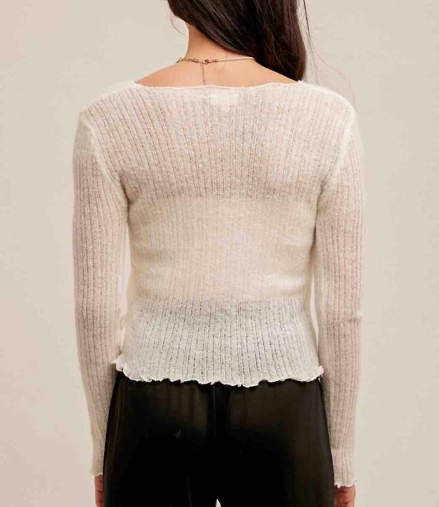 Hem & Thread - Pointelle Tie Waist Sweater