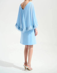 Joseph Ribkoff - Chiffon Cape Sleeves A-line Dress