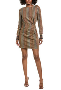 Ramy Brook Wheeler Geometric Metallic Stripe Dress in dark moss - women's dress